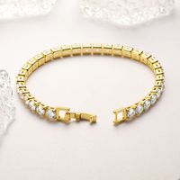Classic Style Solid Color Copper Plating Inlay Zircon 18k Gold Plated Tennis Bracelet main image 1