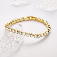 Classic Style Solid Color Copper Plating Inlay Zircon 18k Gold Plated Tennis Bracelet main image 4