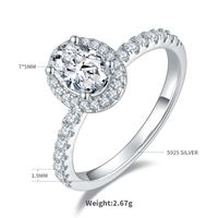 Elegant Luxurious Oval Sterling Silver Gra Plating Inlay Moissanite Rhodium Plated Silver Plated Rings sku image 1