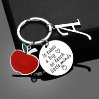 Classic Style Round Letter Apple 304 Stainless Steel Keychain main image 1
