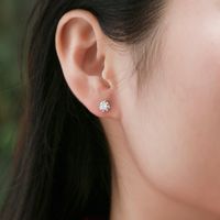 Copper Gold Plated Simple Style Round Inlay Zircon Ear Studs main image 3