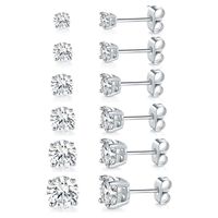 1 Set Elegant Simple Style Solid Color Plating Inlay Stainless Steel Zircon White Gold Plated Gold Plated Ear Studs main image 3