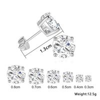 1 Set Elegant Simple Style Solid Color Plating Inlay Stainless Steel Zircon White Gold Plated Gold Plated Ear Studs main image 8