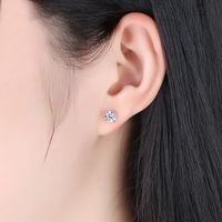1 Set Elegant Simple Style Solid Color Plating Inlay Stainless Steel Zircon White Gold Plated Gold Plated Ear Studs main image 4