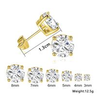 1 Set Elegant Simple Style Solid Color Plating Inlay Stainless Steel Zircon White Gold Plated Gold Plated Ear Studs main image 9