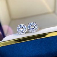 1 Set Elegant Simple Style Solid Color Plating Inlay Stainless Steel Zircon White Gold Plated Gold Plated Ear Studs main image 6