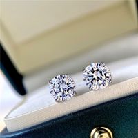 1 Set Elegant Simple Style Solid Color Plating Inlay Stainless Steel Zircon White Gold Plated Gold Plated Ear Studs main image 7