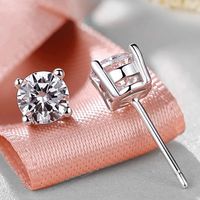 1 Set Elegant Simple Style Solid Color Plating Inlay Stainless Steel Zircon White Gold Plated Gold Plated Ear Studs main image 1