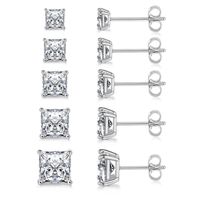 Copper Gold Plated Elegant French Style Square Inlay Zircon Ear Studs main image 5