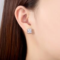 Copper Gold Plated Elegant French Style Square Inlay Zircon Ear Studs main image 6