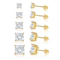Copper Gold Plated Elegant French Style Square Inlay Zircon Ear Studs main image 4
