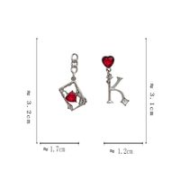 1 Pair Original Design Letter Heart Shape Rectangle Asymmetrical Plating Inlay Alloy Gem Glass Drop Earrings main image 2