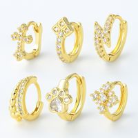 1 Piece Simple Style Geometric Plating Inlay Brass Zircon 18k Gold Plated Silver Plated Earrings main image 1