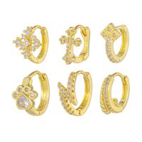 1 Piece Simple Style Geometric Plating Inlay Brass Zircon 18k Gold Plated Silver Plated Earrings main image 6