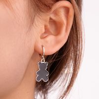 1 Pair IG Style Cute Simple Style Cartoon Bear Enamel Plating 304 Stainless Steel Rhodium Plated Drop Earrings main image 6