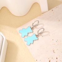 1 Pair IG Style Cute Simple Style Cartoon Bear Enamel Plating 304 Stainless Steel Rhodium Plated Drop Earrings main image 4