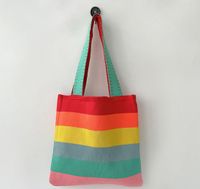 Women's Medium Polyester Color Block Vintage Style Square Open Straw Bag sku image 1