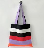 Women's Medium Polyester Color Block Vintage Style Square Open Straw Bag sku image 3