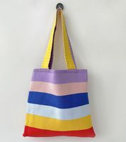 Women's Medium Polyester Color Block Vintage Style Square Open Straw Bag sku image 4