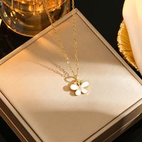 Titanium Steel 18K Gold Plated Simple Style Enamel Plating Inlay Butterfly Resin Zircon Pendant Necklace sku image 1
