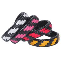 Hip-hop Color Block Pu Leather Knitting Men's Wristband main image 6