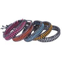 Hip-hop Color Block Pu Leather Knitting Men's Wristband main image 3