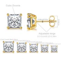 Copper Gold Plated Elegant French Style Square Inlay Zircon Ear Studs main image 3