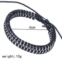 Hip-hop Color Block Pu Leather Knitting Men's Wristband sku image 1