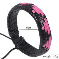 Hip-hop Color Block Pu Leather Knitting Men's Wristband sku image 5