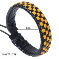 Hip-hop Color Block Pu Leather Knitting Men's Wristband sku image 8