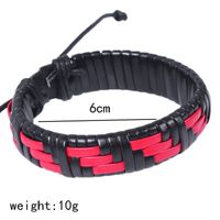 Hip-hop Color Block Pu Leather Knitting Men's Wristband sku image 12