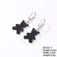 1 Pair IG Style Cute Simple Style Cartoon Bear Enamel Plating 304 Stainless Steel Rhodium Plated Drop Earrings sku image 1