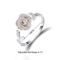 Glam Romantic Rose Sterling Silver Carving Open Rings sku image 2