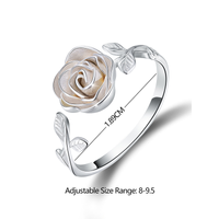 Glam Romantic Rose Sterling Silver Carving Open Rings sku image 3