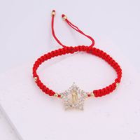 Glam Simple Style Virgin Mary Star Rope Copper Knitting Plating Inlay Zircon 18k Gold Plated Women's Drawstring Bracelets main image 3