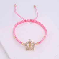 Glam Simple Style Virgin Mary Star Rope Copper Knitting Plating Inlay Zircon 18k Gold Plated Women's Drawstring Bracelets main image 4