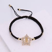 Glam Simple Style Virgin Mary Star Rope Copper Knitting Plating Inlay Zircon 18k Gold Plated Women's Drawstring Bracelets main image 5