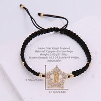 Glam Simple Style Virgin Mary Star Rope Copper Knitting Plating Inlay Zircon 18k Gold Plated Women's Drawstring Bracelets main image 2