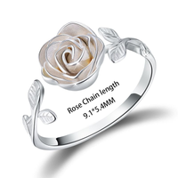 Glam Romantic Rose Sterling Silver Carving Open Rings main image 3