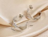 1 Pair Modern Style Cool Style C Shape Plating Inlay Copper Zircon 18k Gold Plated Ear Studs main image 2