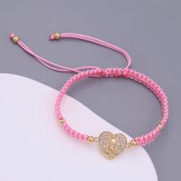 Glam Simple Style Virgin Mary Heart Shape Rope Copper Knitting Plating Inlay Zircon 18k Gold Plated Women's Drawstring Bracelets main image 3