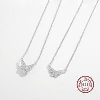Elegant Sweet Butterfly Sterling Silver Plating Inlay Zircon White Gold Plated Rhodium Plated Pendant Necklace main image 1
