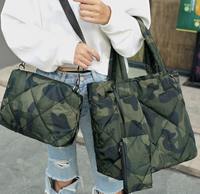 Women's All Seasons Canvas Camouflage Streetwear Square Zipper Bag Sets Handbag sku image 2