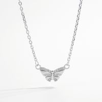Elegant Sweet Butterfly Sterling Silver Plating Inlay Zircon White Gold Plated Rhodium Plated Pendant Necklace main image 4