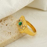 304 Stainless Steel 18K Gold Plated Lady Polishing Plating Inlay Eye Natural Stone Zircon Rings main image 3