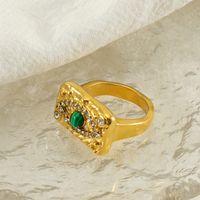 304 Stainless Steel 18K Gold Plated Lady Polishing Plating Inlay Eye Natural Stone Zircon Rings main image 5