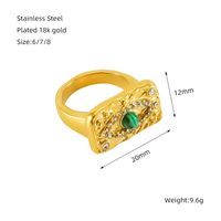 304 Stainless Steel 18K Gold Plated Lady Polishing Plating Inlay Eye Natural Stone Zircon Rings sku image 1