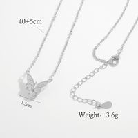 Elegant Süss Schmetterling Sterling Silber Überzug Inlay Zirkon Weißgold Plattiert Überzogen Mit Rhodium Halskette Mit Anhänger sku image 2