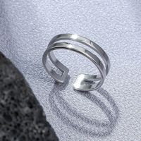 Estilo Simple Líneas Acero Inoxidable Metal Hombres Anillos Abiertos sku image 1