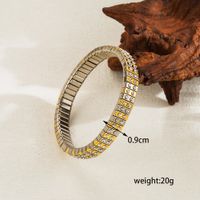Retro Streetwear Color Block Stainless Steel Plating Inlay Diamond 18k Gold Plated Bangle main image 2